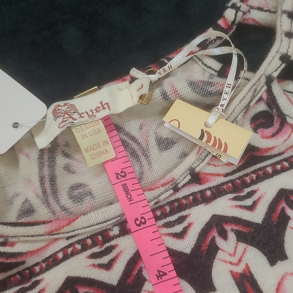 ARYEH Multicolor Tribal Pattern  Long Sleeve Mini DRESS NWT - Picture 3 of 12